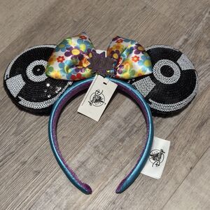 BNWT Disney Parks Pop Century Resort Minnie Mouse Sequin Record Ears Headband
